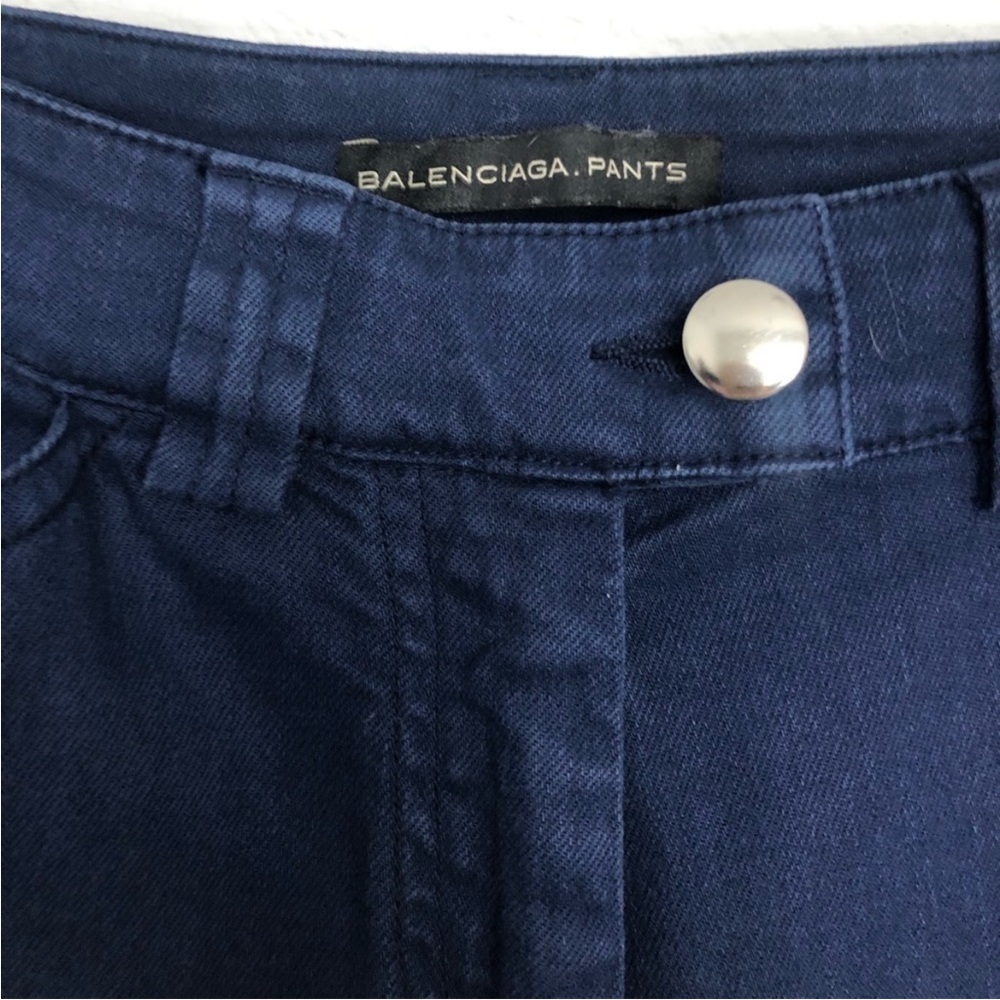 Balenciaga Navy Trousers with Silver Button